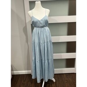 And Now This Spring Maxi Dress‎ Blue Smocked Bodice Cutout Spaghetti Strap XS